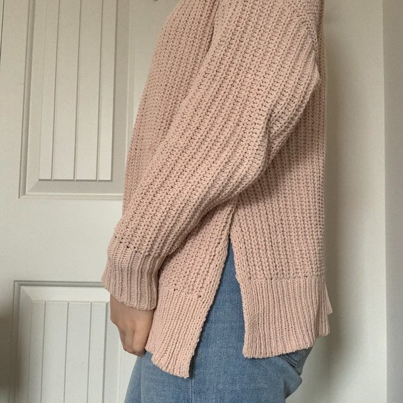 Blush Pink Mock Neck Knit Sweater - Picture 2 of 5